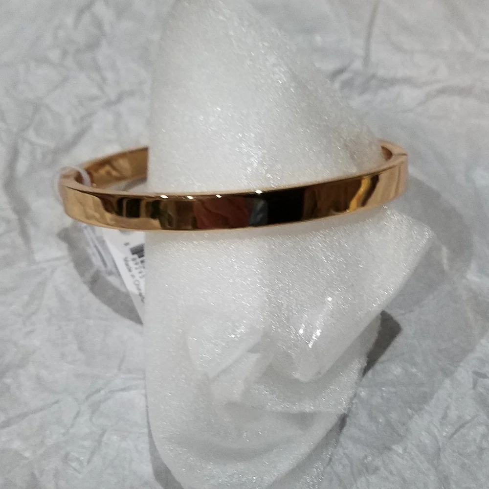 Coach Bangle Bracelet Hinged Rose Gold With Silver Coach Embossed Name Plate NWT - Picture 9 of 13